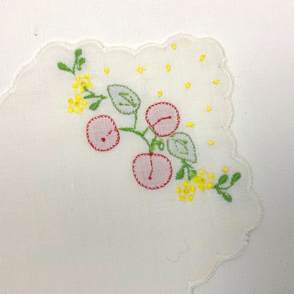 Vintage Bread  Busket  Liner Napkin Red Cherries - Picture 14 of 16